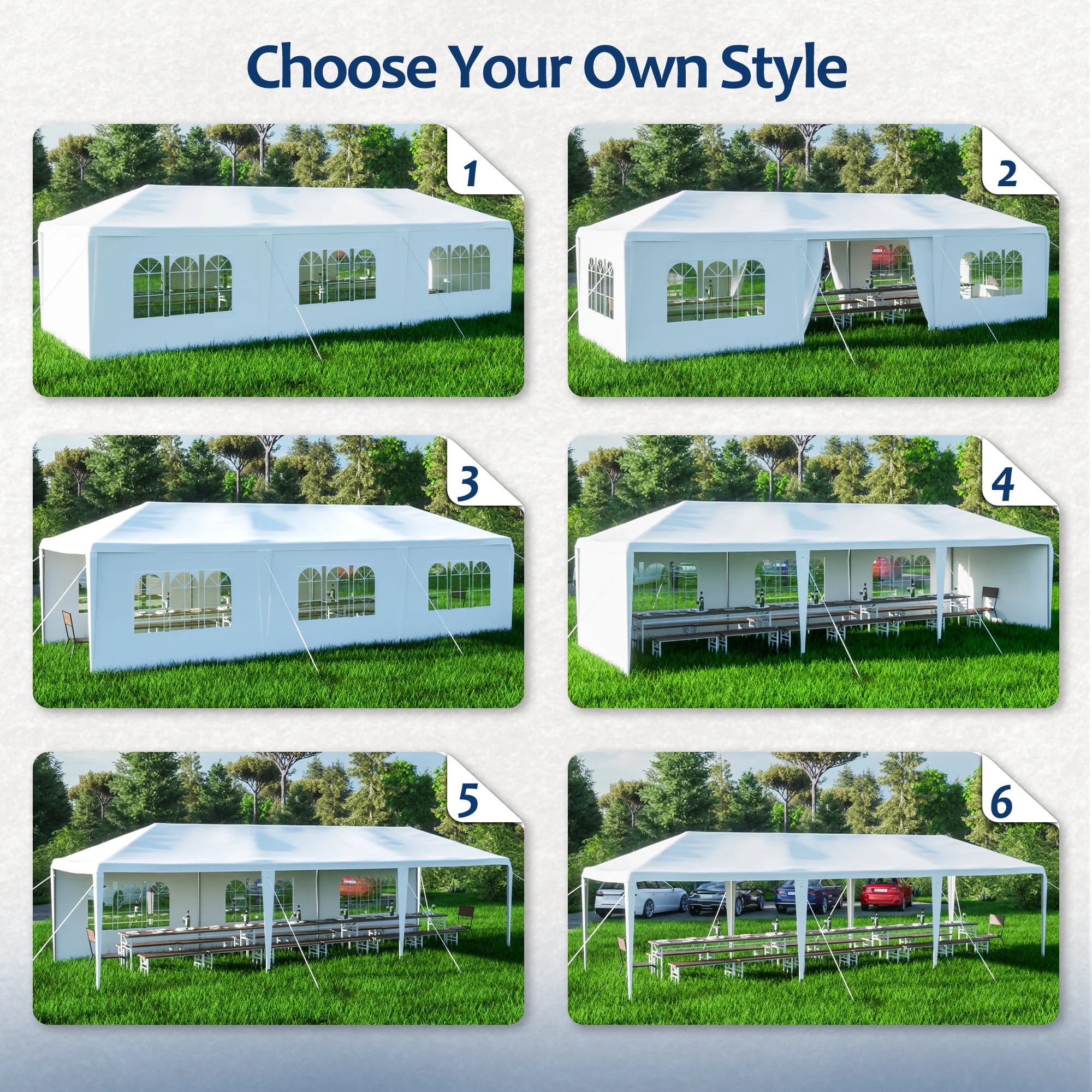 10x30' Outdoor Canopy Tent with 8 Removable Sidewalls M6589