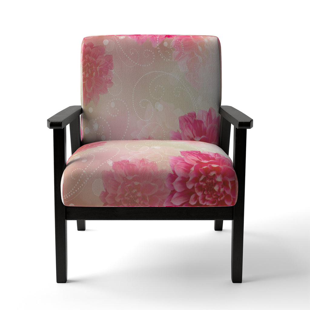 Pink Flowers Abstract Modern Art Upholstered Accent Chair and Arm Chair L974