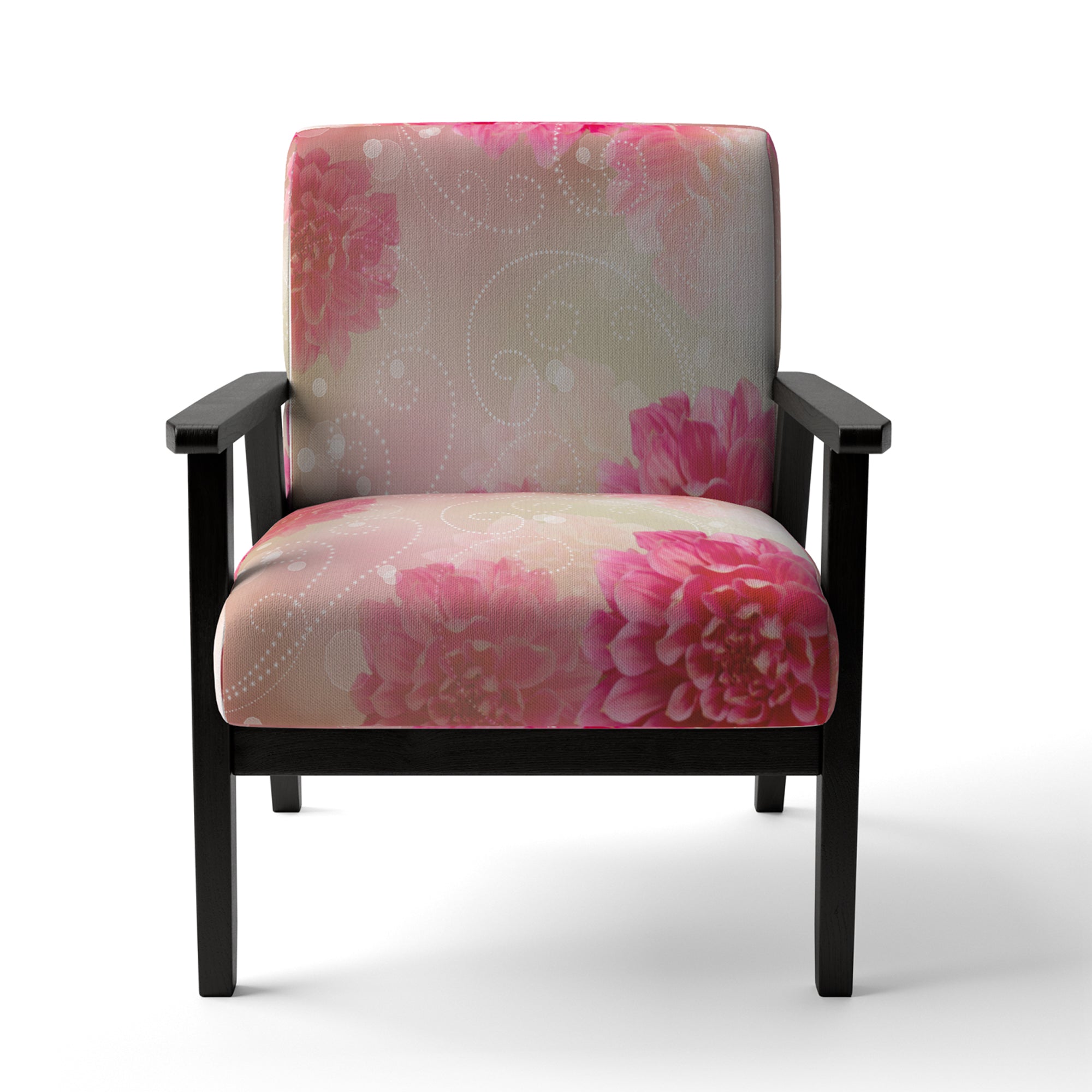 Pink Flowers Abstract Modern Art Upholstered Accent Chair and Arm Chair L974