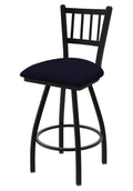 Contessa Black Wrinkle Swivel Stool with Dark Blue Seat W647464
