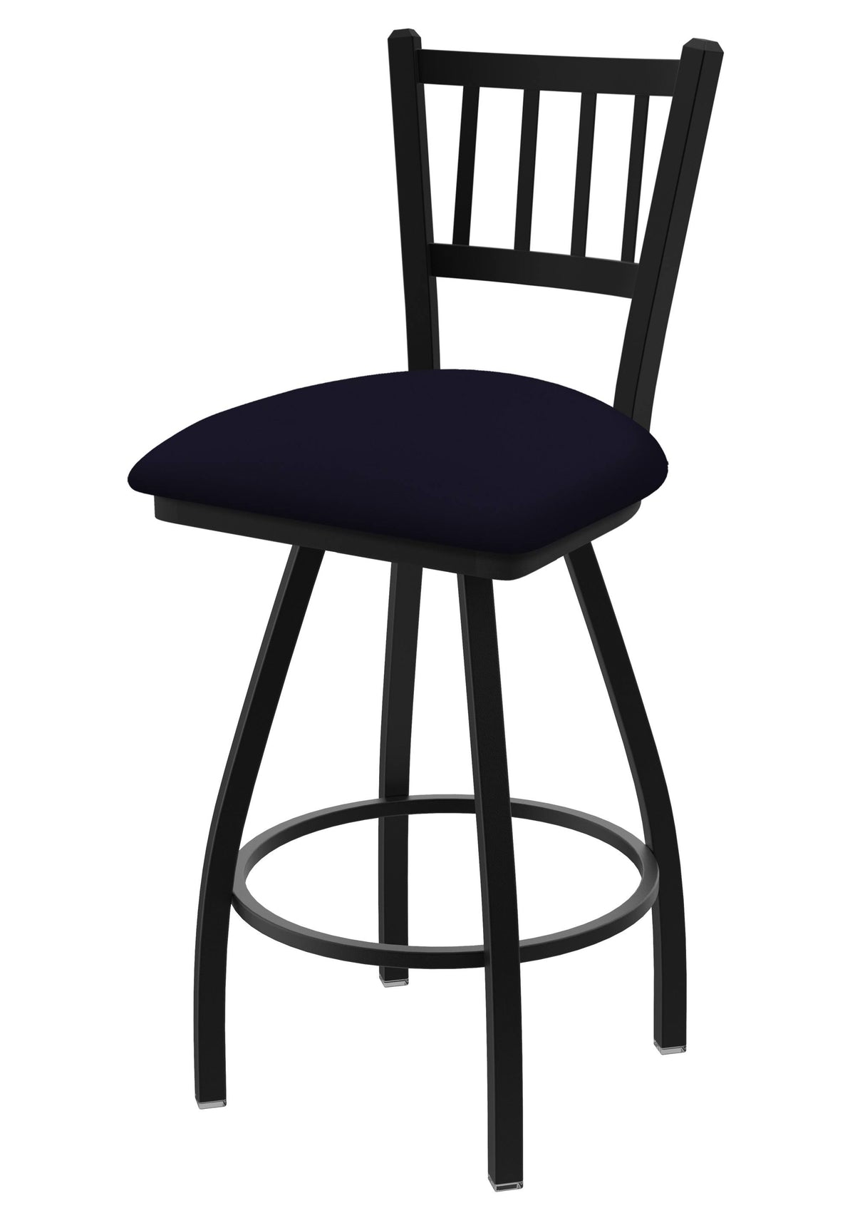 Contessa Black Wrinkle Swivel Stool with Dark Blue Seat W647464