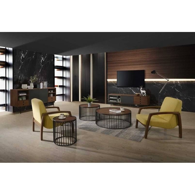 Yellow and Walnut Accent Chair X512054