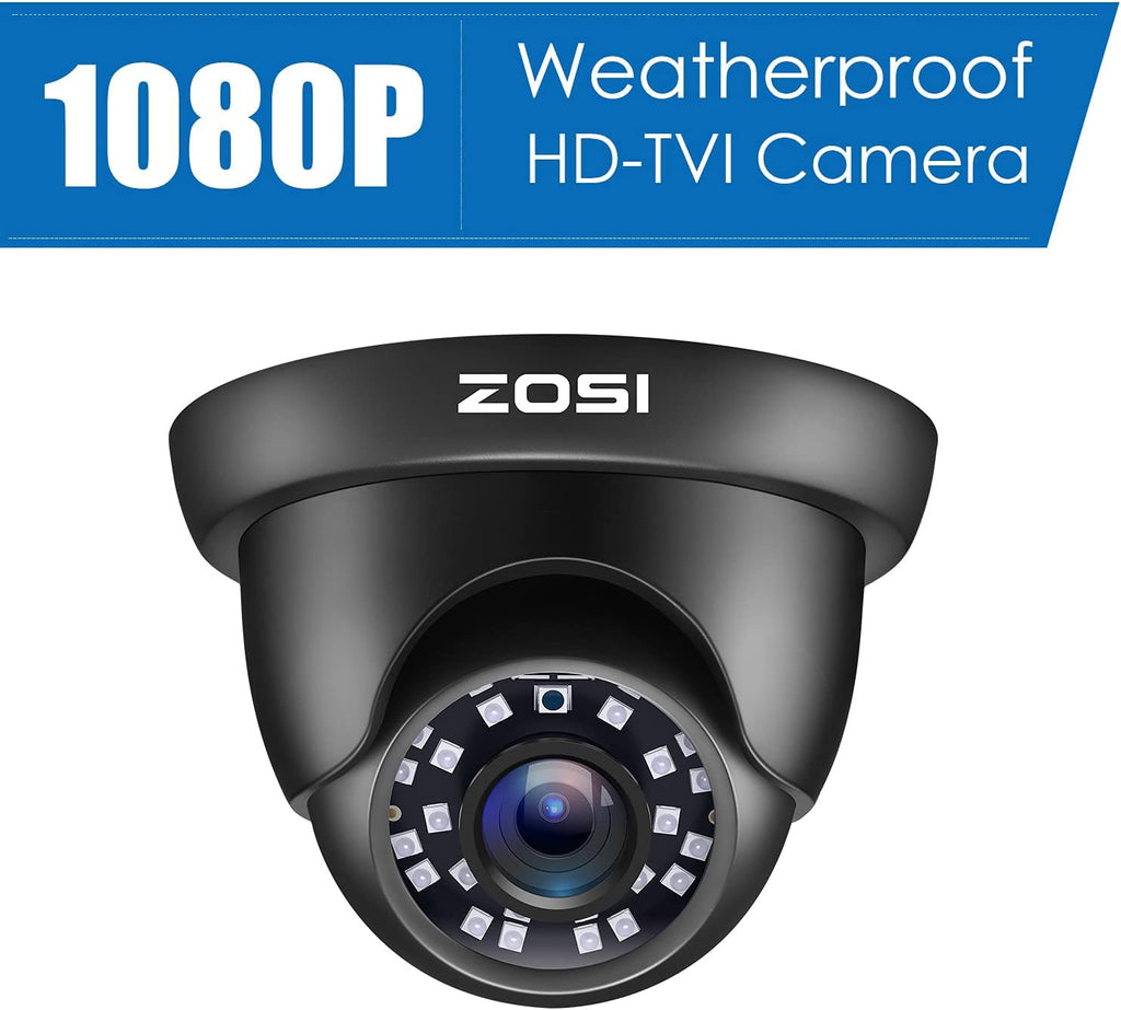 4 Pack 2MP 1080p HD-TVI Black Dome Security Camera with 80ft Night Vision C706832