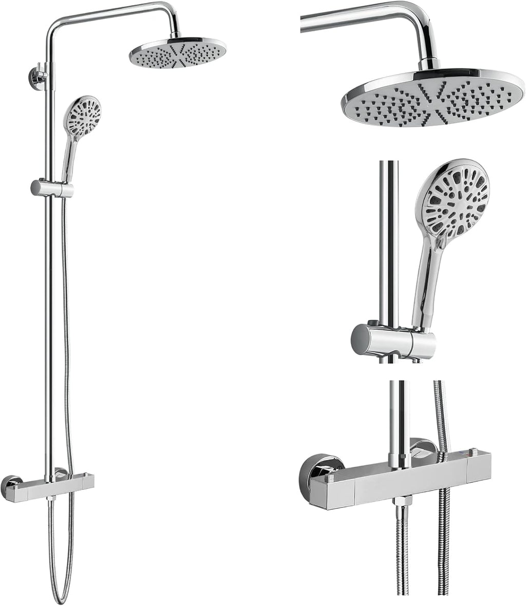 8 Inch Rainfall Shower Head with Handheld Spray Combo Set T464441