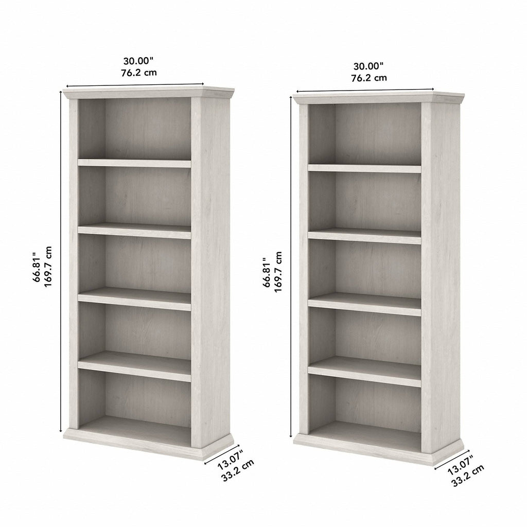 5 Shelf Bookcase Set of 2, Restored Gray G6256