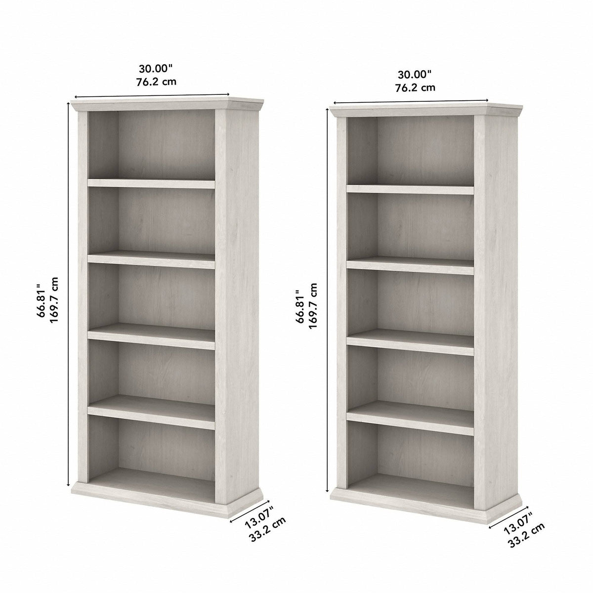 5 Shelf Bookcase Set of 2, Restored Gray G6256