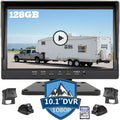 10.1 inch 1080P Backup Camera Monitor with 128GB DVR Waterproof 4 Split Screen T2713