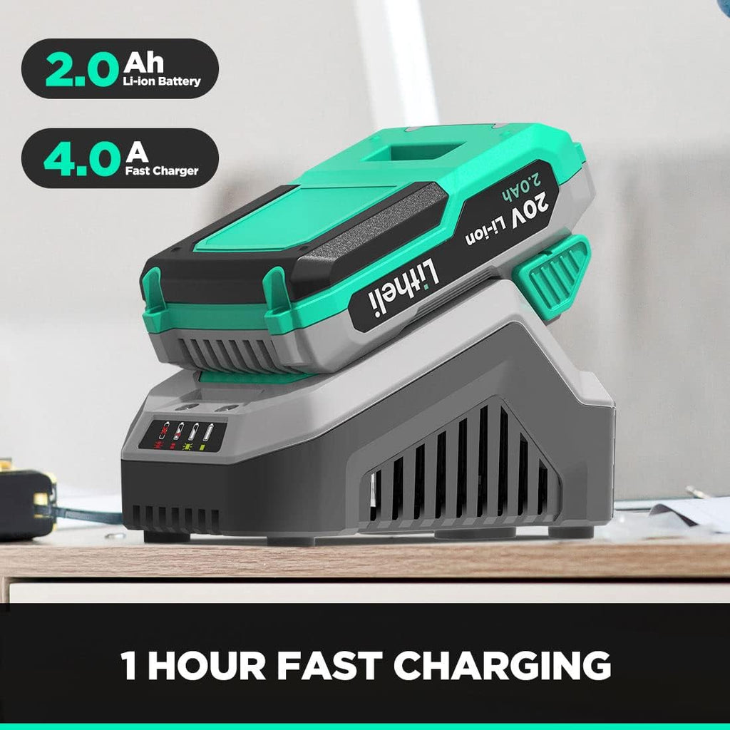 Cordless Drill Driver 20V with 2.0 Ah Battery & 1 Hour Fast Charger Pack of 2 L4061