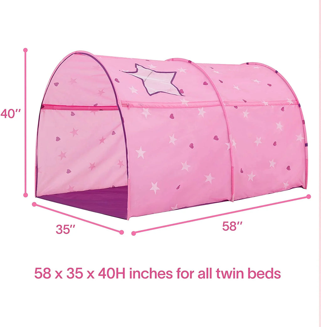 Pink Kids Bed Tent Canopy Sleeping Curtains 58'' x 35'' x 40''H O47426