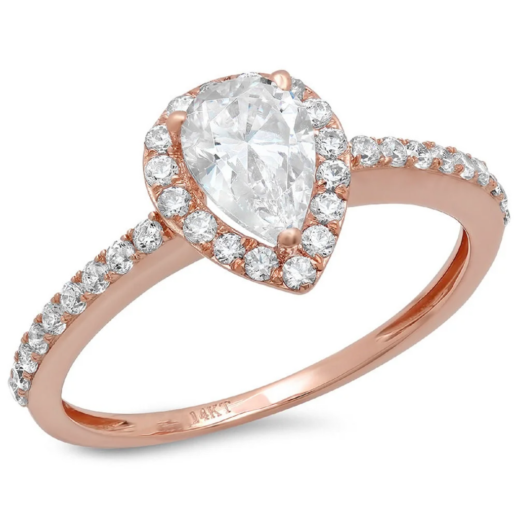14K Rose Gold Halo Diamond Ring Q935