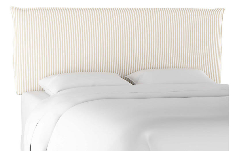 King Natural Stripe Linen Headboard Z31106