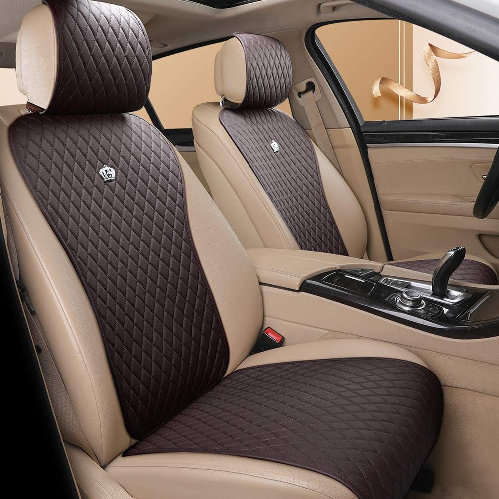 Gray Leather Universal Front and Rear Car Seat Covers 9PCS R880747
