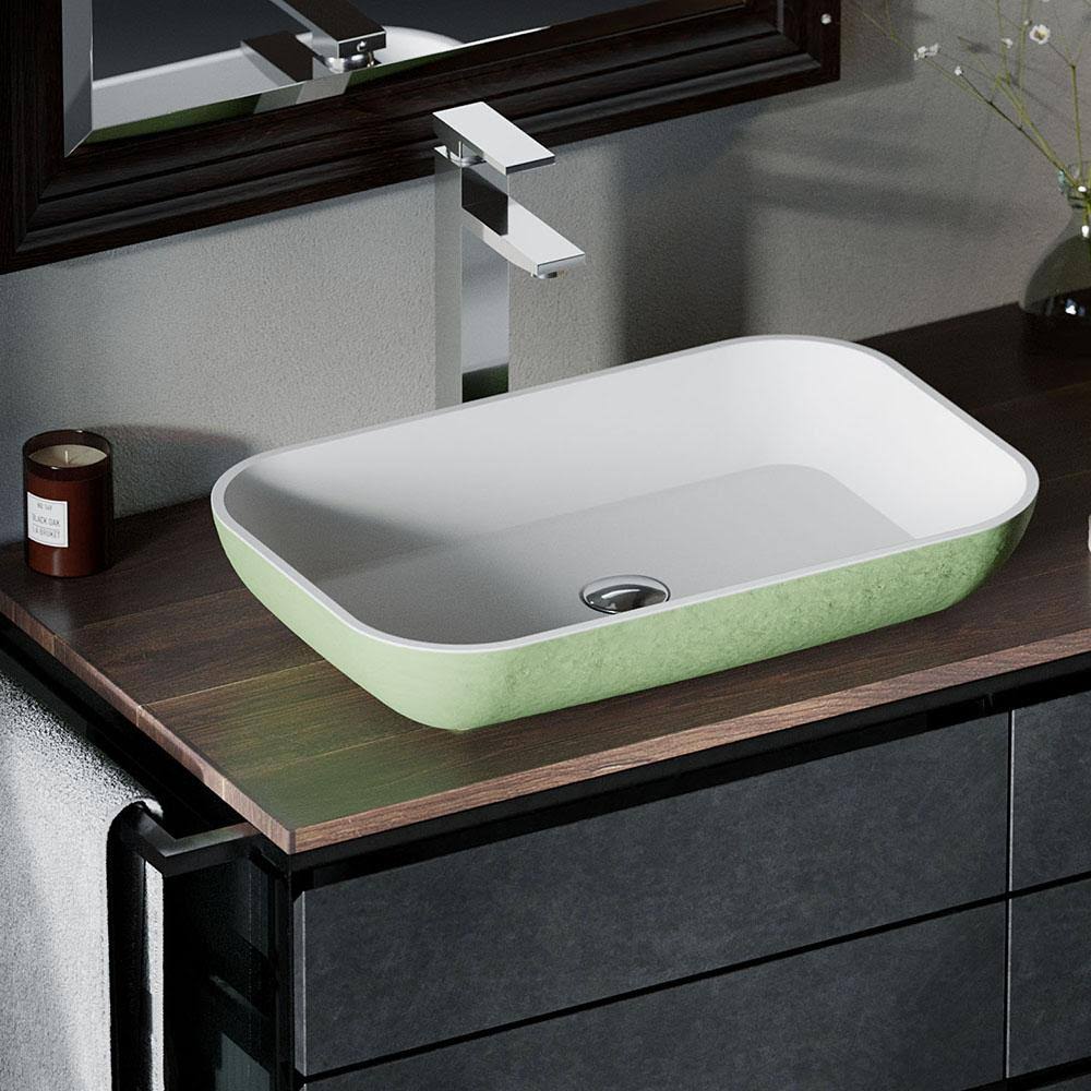 Polystone Rectangle Vessel Sink with Vessel Faucet D35850