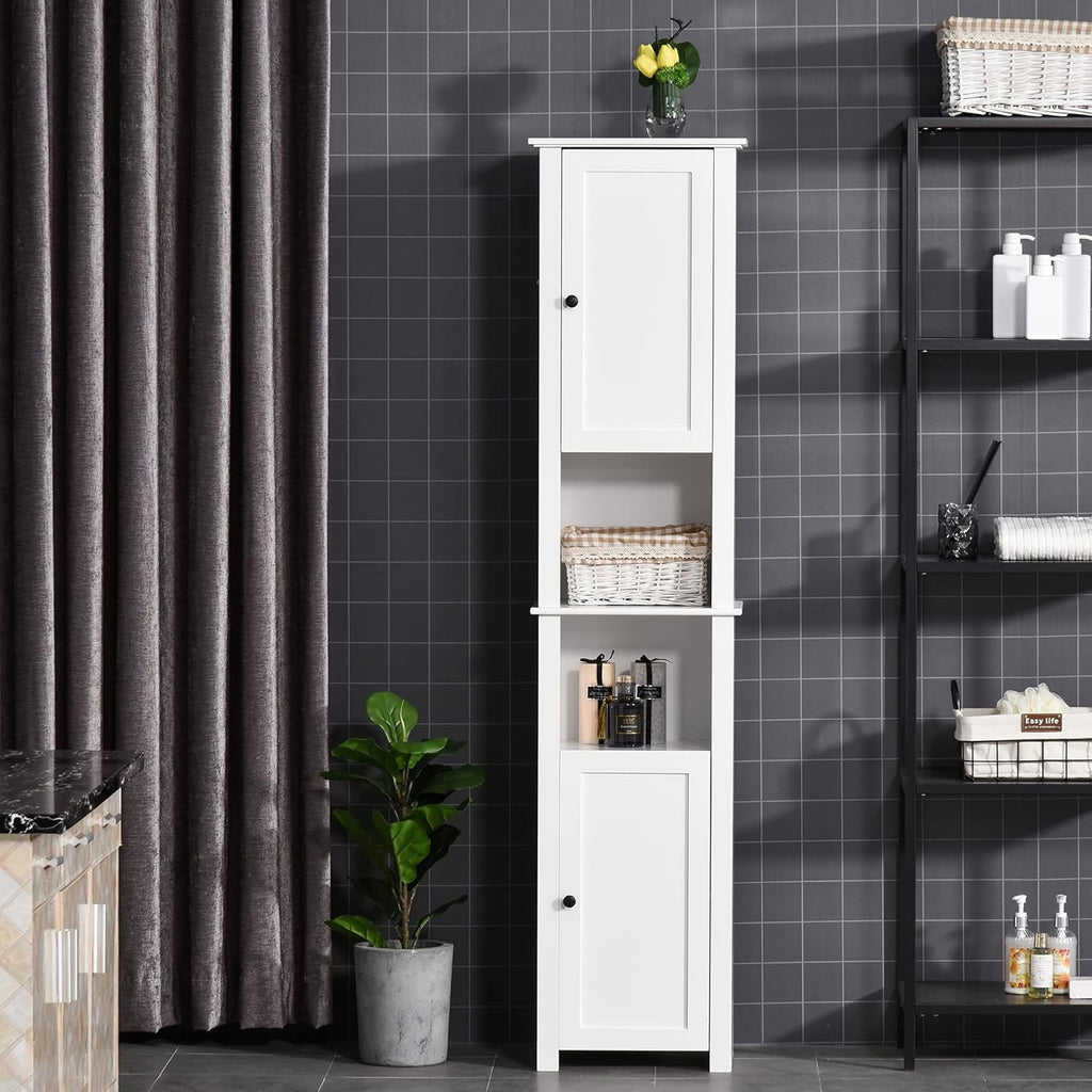 White Freestanding Bathroom Storage Cabinet with 2 Cupboards H113