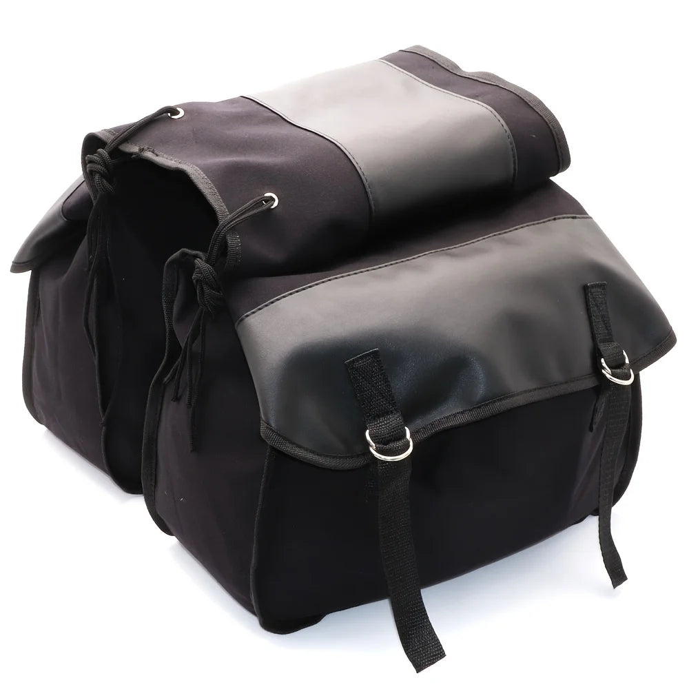 Canvas Waterproof Motorcycle Saddle Bag Panniers I4605