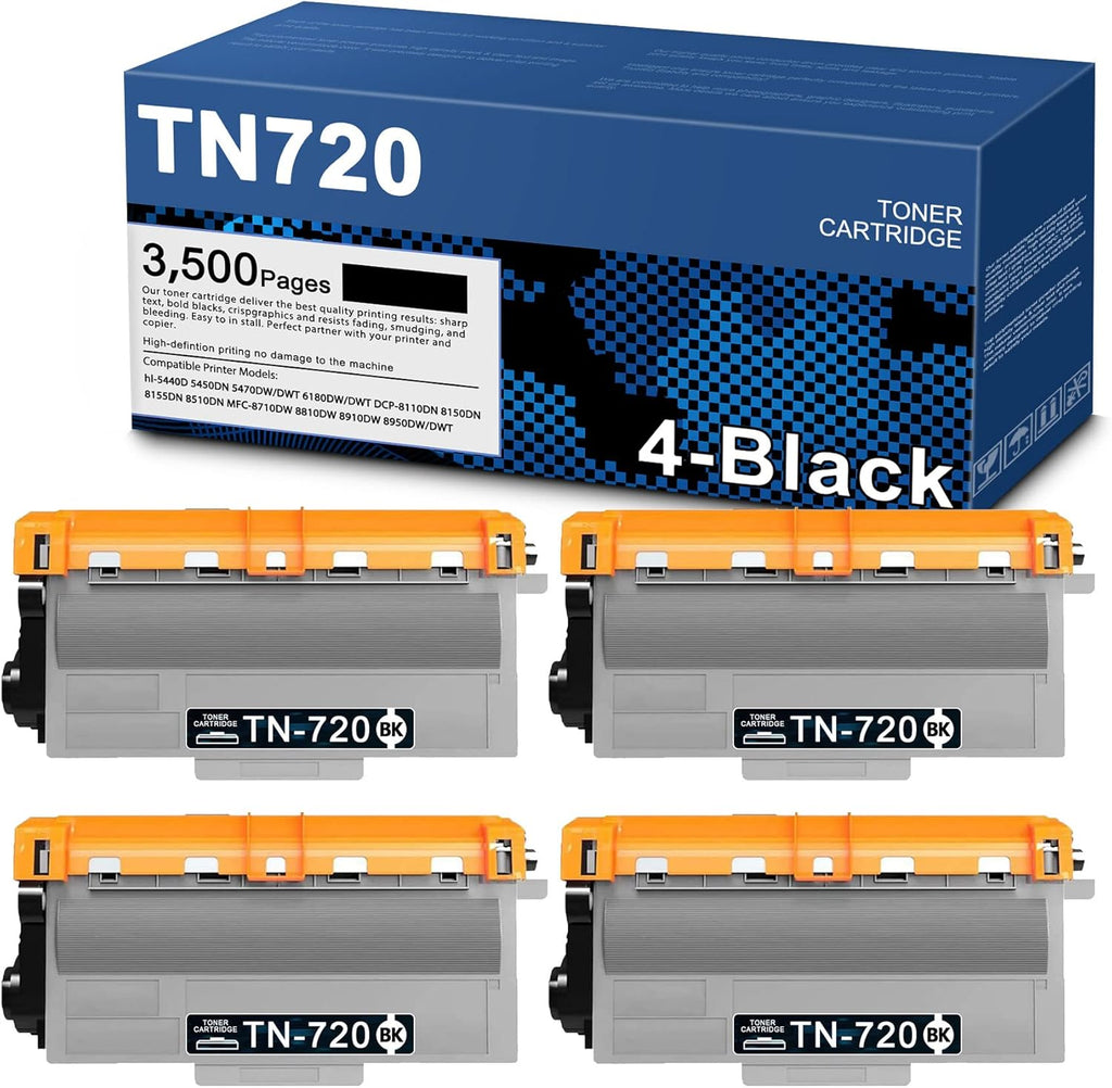 4 Pack Black TN720 Toner Cartridge W6849