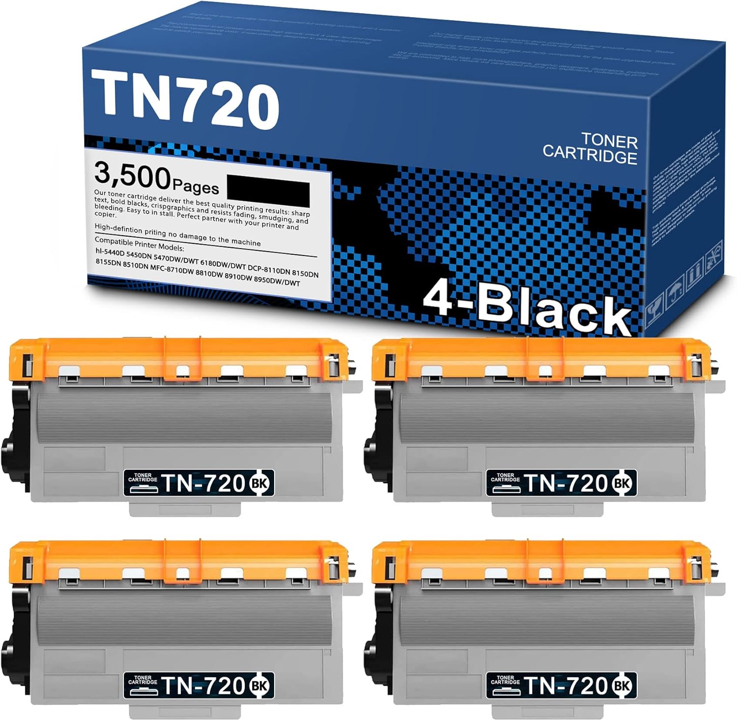 4 Pack Black TN720 Toner Cartridge W6849