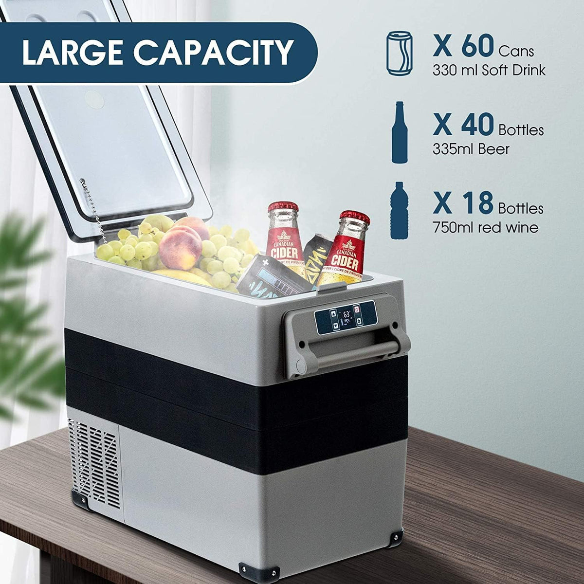 53QT 12 Volt Car Refrigerator Portable Refrigerator Electric Compressor Freezer Cooler T6960