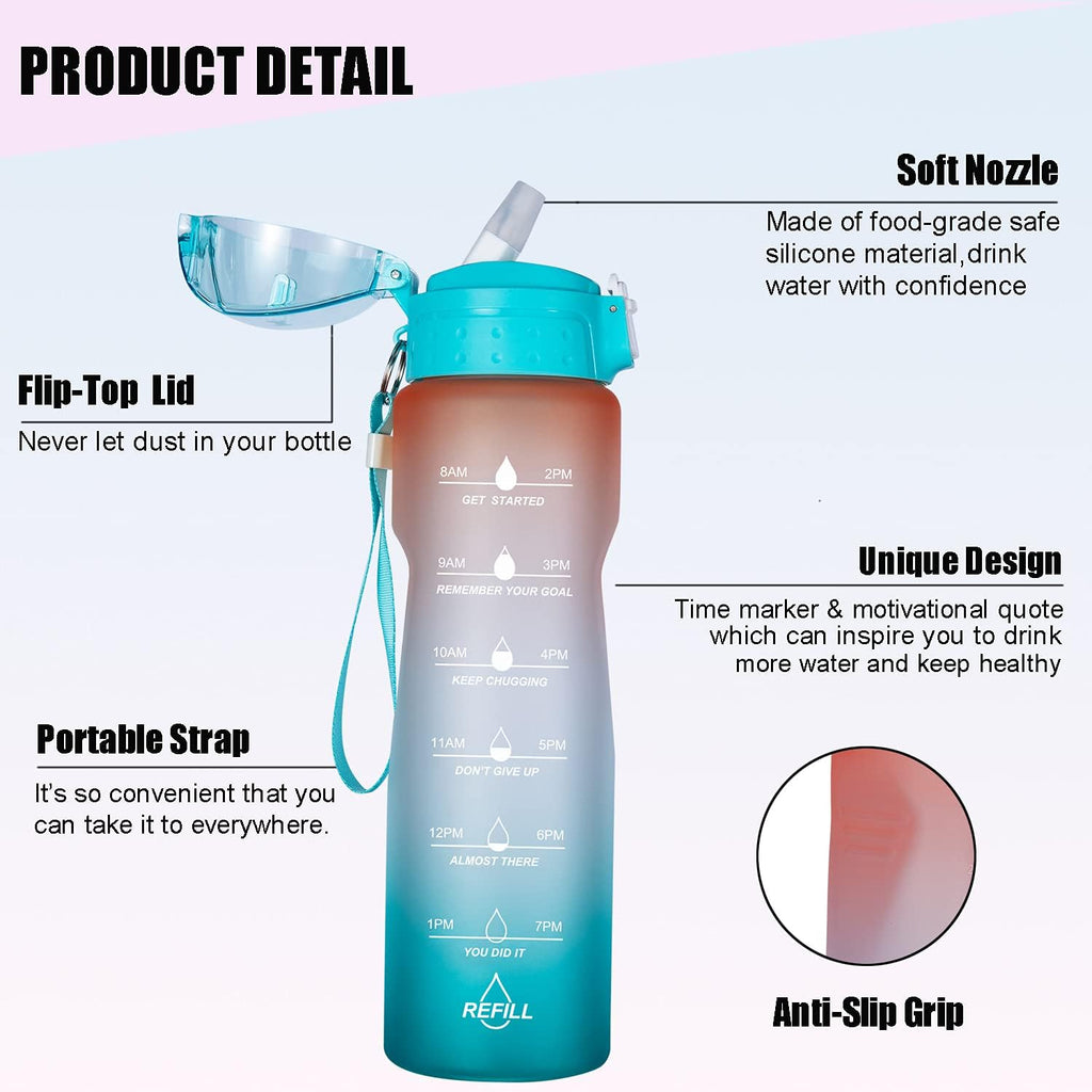 32oz Water Bottle with Straw and Time Marker B975270