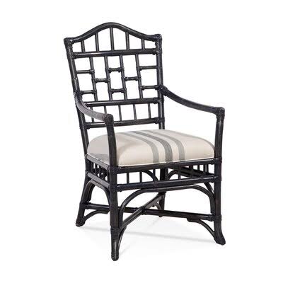 Gray and White Stripe Arm Chair O386