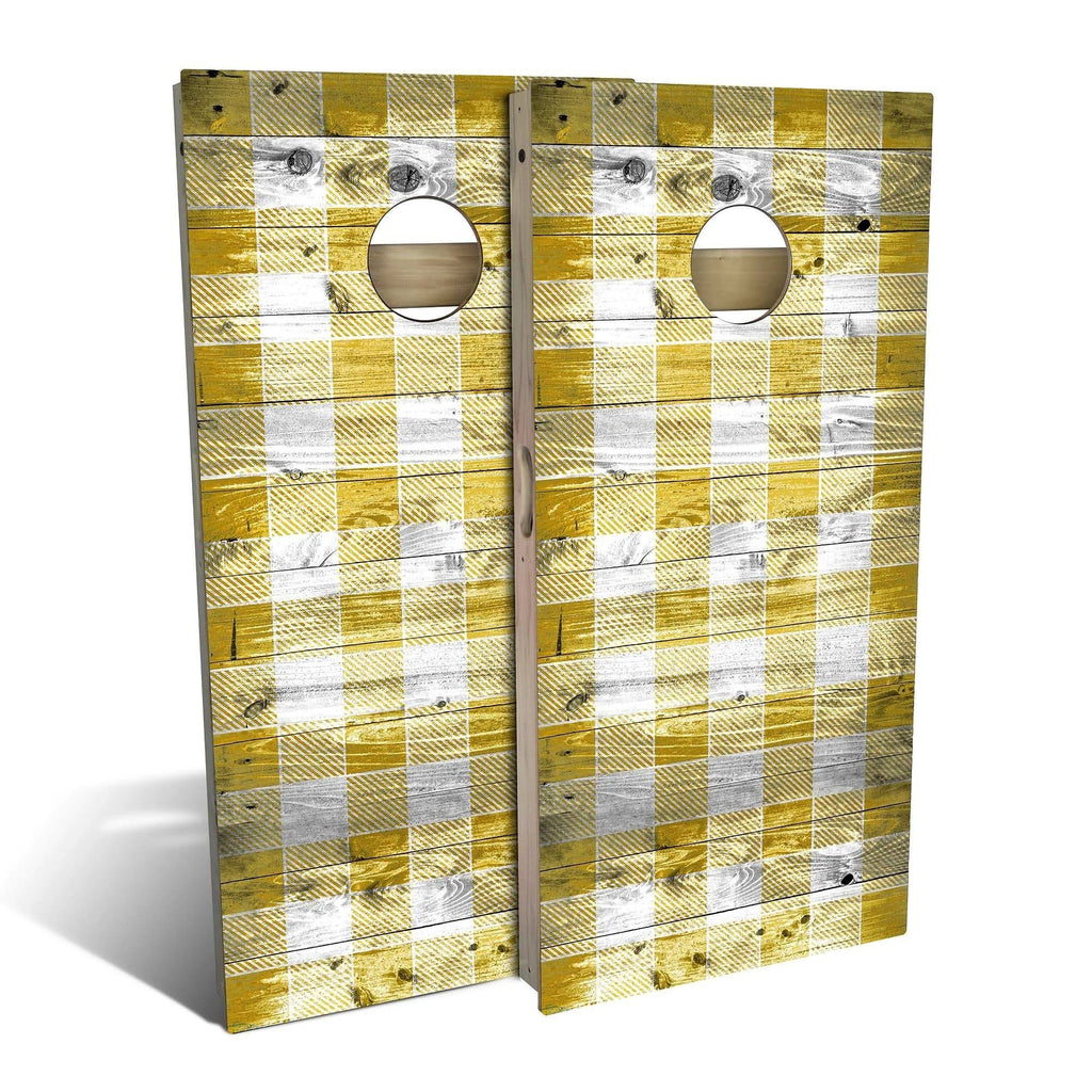 Yellow Checkered Cornhole Set with Carrying Case L882