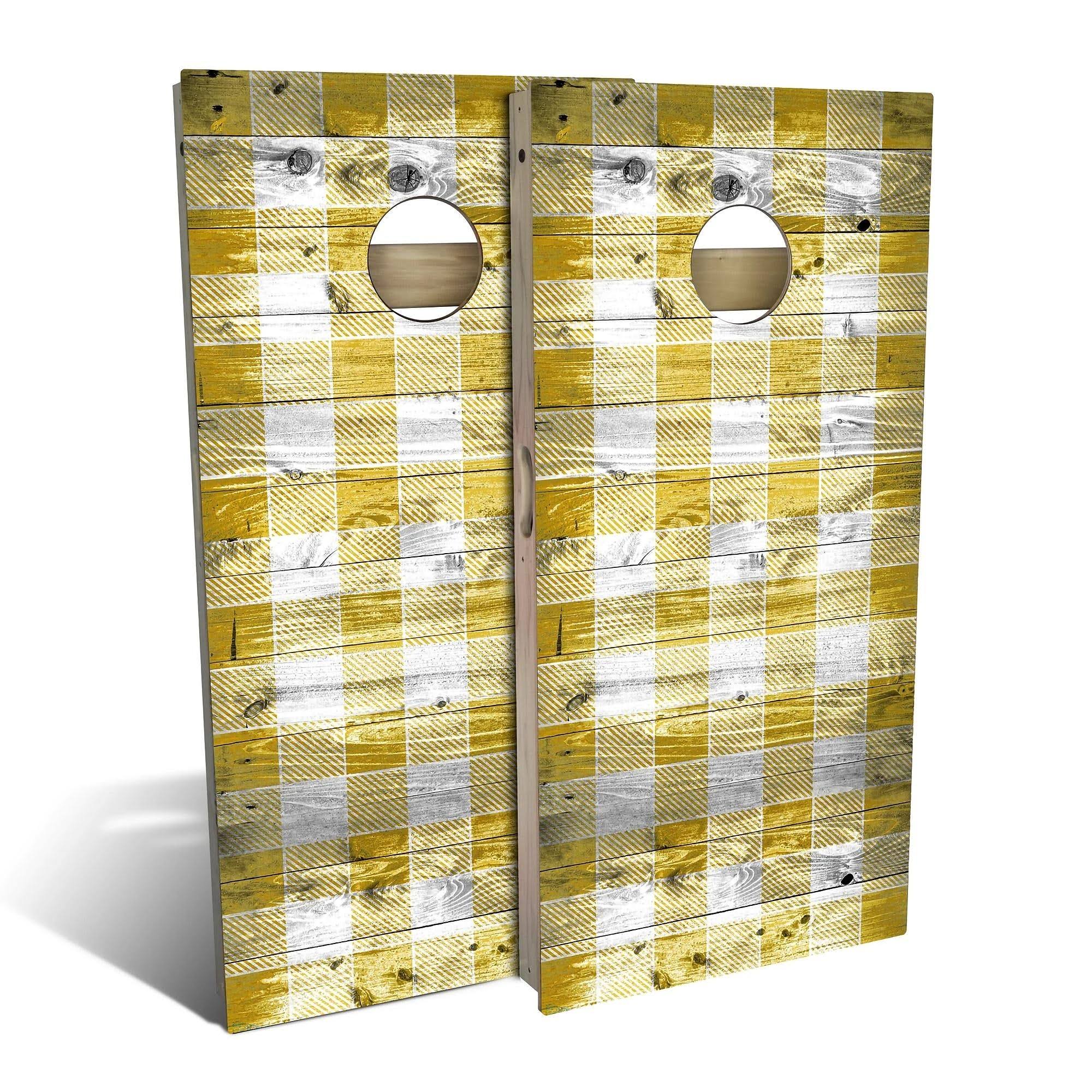 Yellow Checkered Cornhole Set with Carrying Case L882
