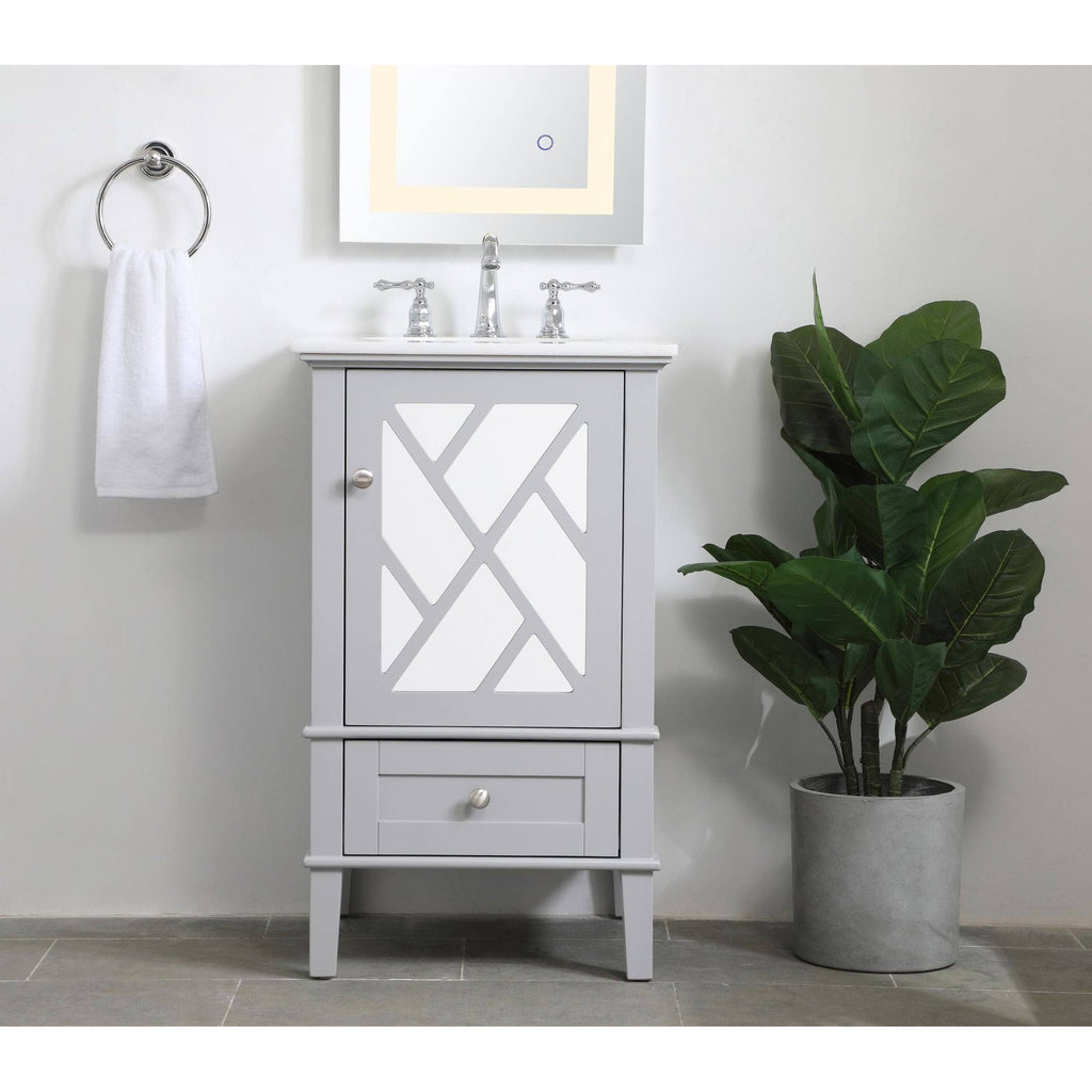 Grey Vanity Cabinet Set with Marble Top G19206