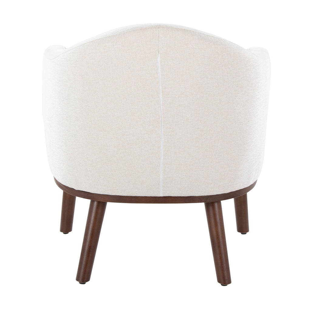 Mid-Century Modern Accent Chair in Walnut Wood and Cream Fabric Y4610