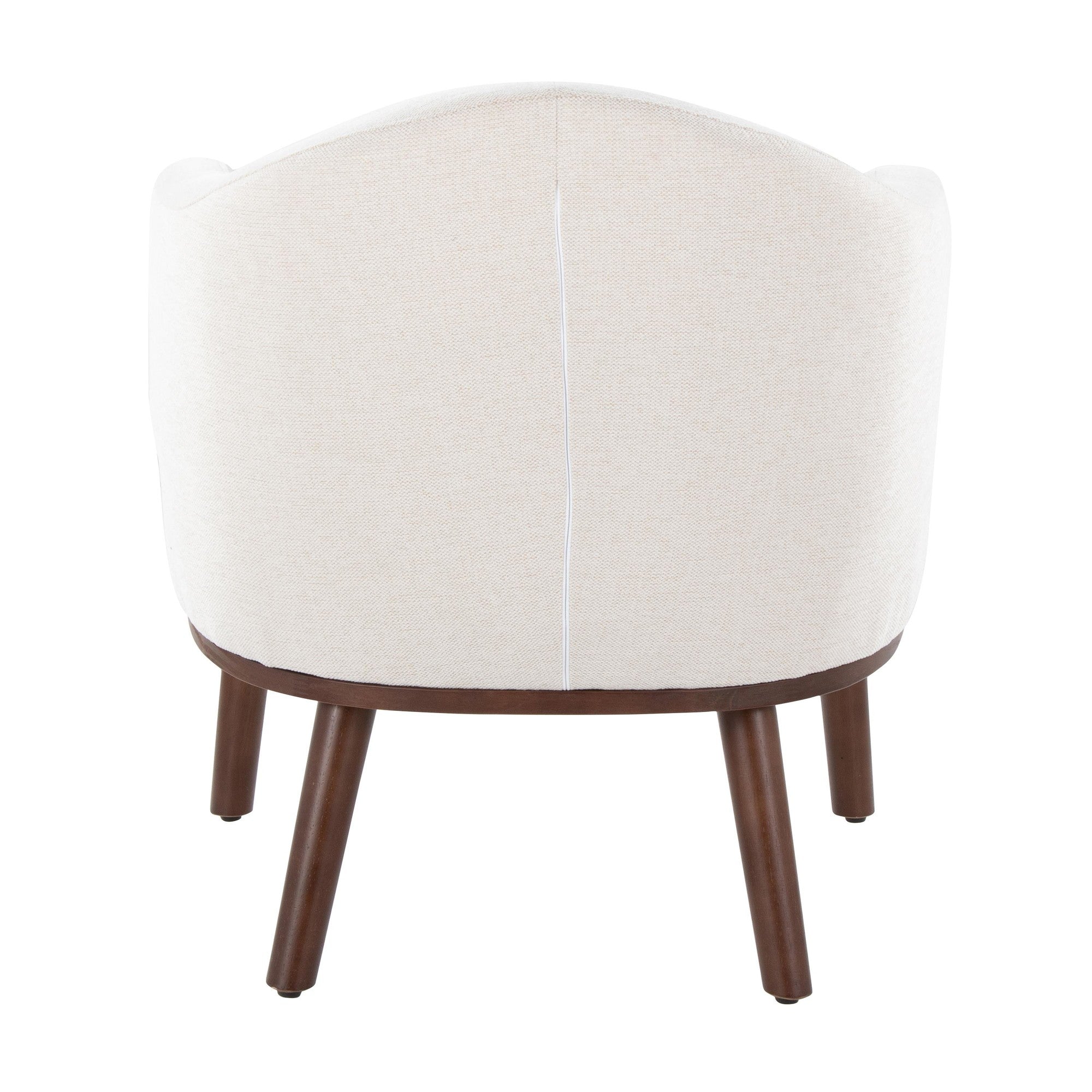 Mid-Century Modern Accent Chair in Walnut Wood and Cream Fabric Y4610