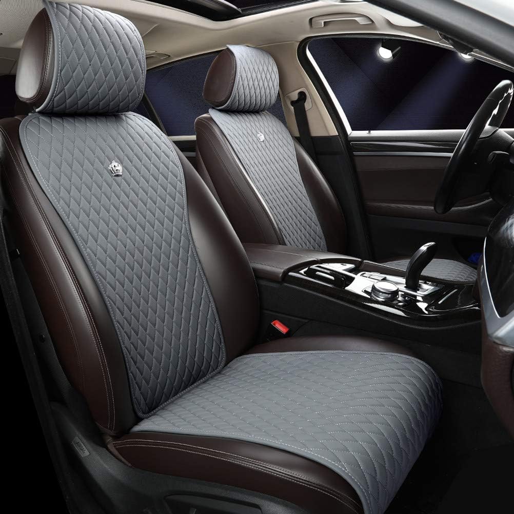 Gray Leather Universal Front and Rear Car Seat Covers 9PCS R880747