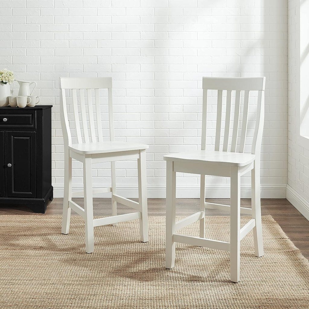White Wooden Counter Stool Set of 2 R48167