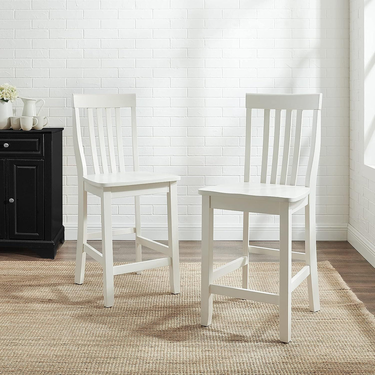 White Wooden Counter Stool Set of 2 R48167